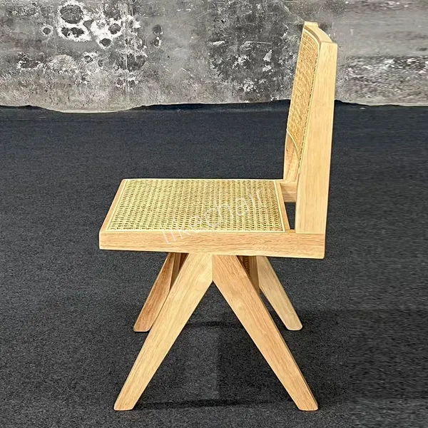 Nordic Retro Bent Wood Rattan Dining Chair Solid Oak Strong Backrest Home Bar Gym Cafe Restaurant Living Room Use photo-3