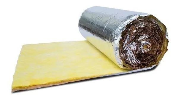 Foil Faced Glass Wool Roll, Laminate Foils Composite Glasswool Material for Construction, Industrial Equipment & Ductwork