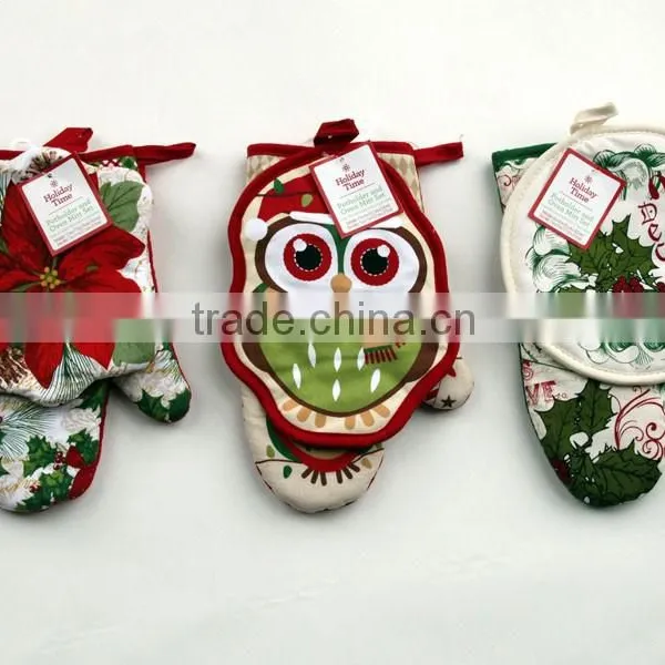 Good Quality Printed Cotton Oven Mitt Set and Potholder photo-4