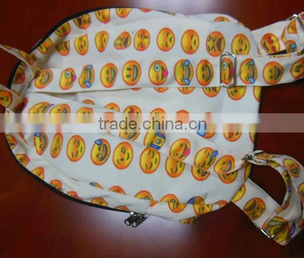 Free Sample Emoji Backpack/emoji Nal qq Smile Face Canvas Daypack Backpack Cool Cute Emoji Backpack Cool Kids School Backpack photo-5