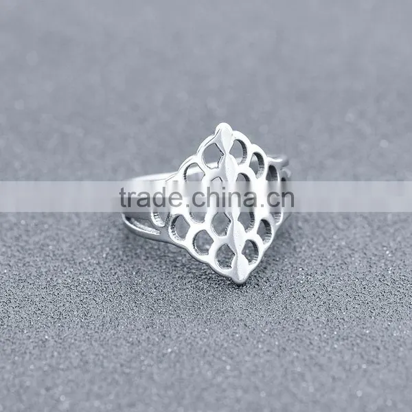 Vintage Puzzle Hollow Silver Sp Surgical Stainless Steel Wide Band Ring photo-2