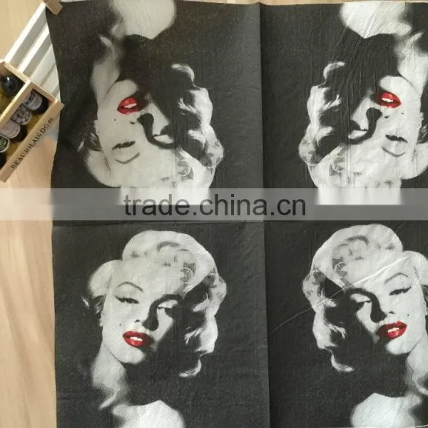Virgin Pulp Brown Print One Color Logo 1/4 Fold Paper Napkin Lady Printed Napkin photo-3