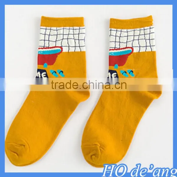 Hogift 2016 Hot Selling Women's Socks Wholesale Korea Socks Cat Puppy Cartoon Pattern Yellow Women Socks Wholesale
