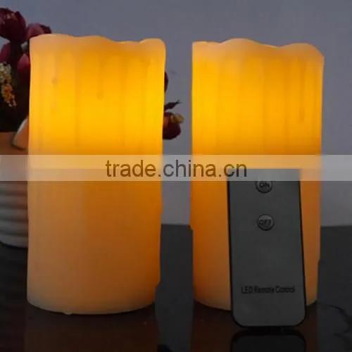 LED Wax Drip Pillar Candles 2keys Remote Control Candle Light