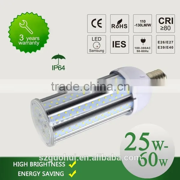 50W CE ROHS ETL E27 E40 IP64 Ra80 HIgh Efficiency SMD LED Corn Light