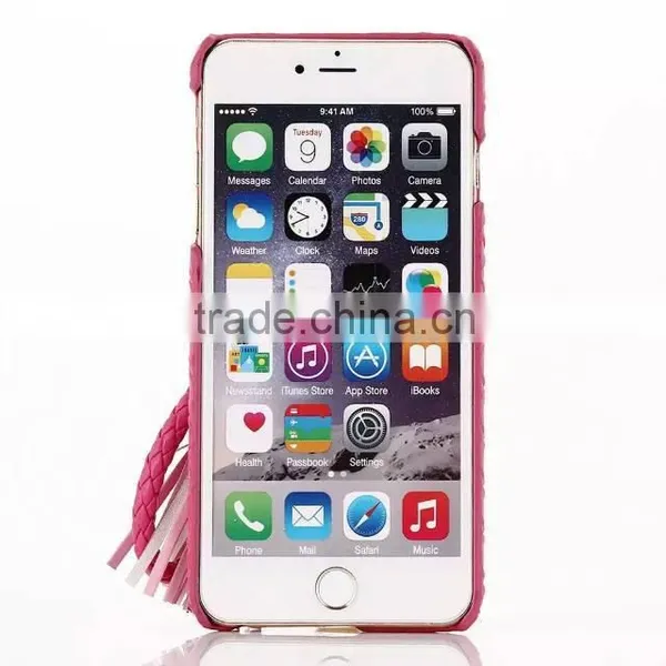 Luxury Vintage Tassel Metal Hook PU Leather Hard Mobile Phone Cover Case For IPhone 6 G 6S Plus photo-3