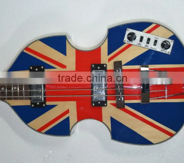 Flamed Maple Top and Back Hofner Bass Guitar BB2 uk Flag Design Top Custom photo-2