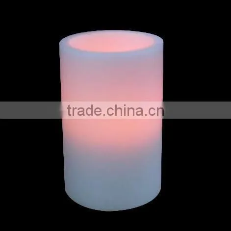 Amber Flcker Wax Coating White Flameless Fragrance Pillar Candle With Timer Factory China