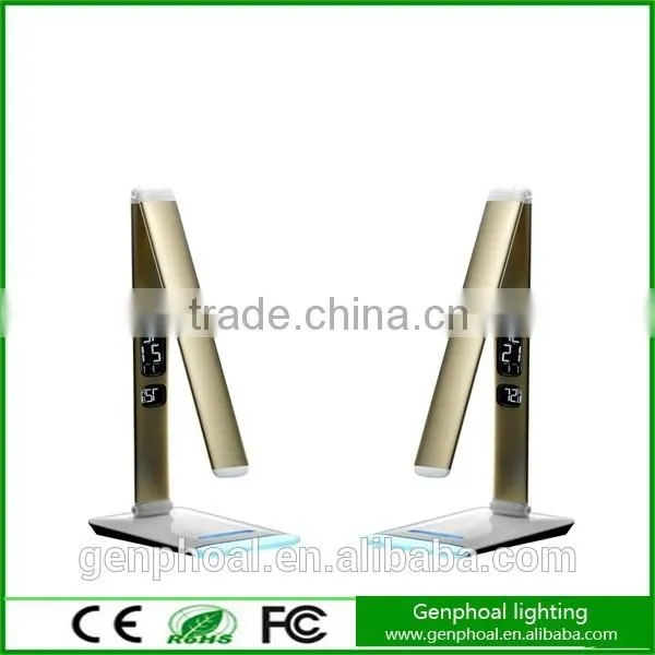 Sliver or Golden Ultra-thin Base All Metal Struchure LED Table Lamp With VA LCD Calendar Display photo-5