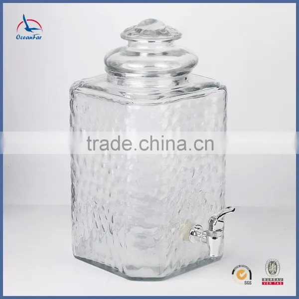 New Style Glass Wine Juice Dispenser Square Glass Beverage Dispenser With Tap photo-2