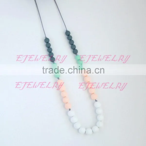 Round Teething Beads Necklace Silicone Beads Teething Baby Necklace TN057