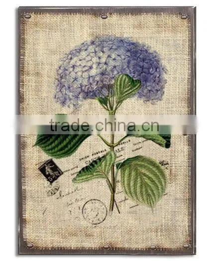 Decorative Beautiful Flowers Wall Printing With Jute