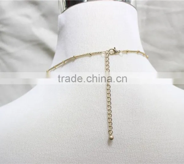 Gold Leaf w/ Pink Turquoise Pendant Necklace Goldtone Triple Necklace Satellite Chain Necklace 2016 Fashion Style Wholesale photo-5