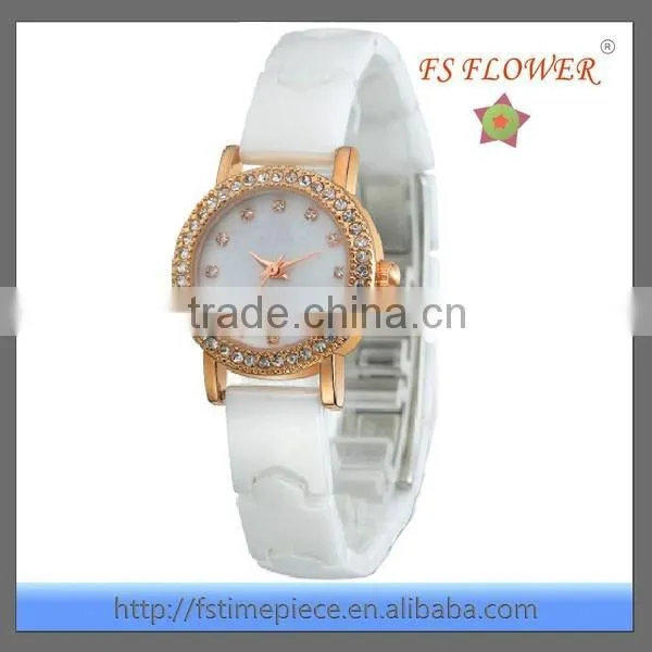 FS FLOWER - 2015 New Fashion Lady Watch With White Ceramic Watch Band photo-2