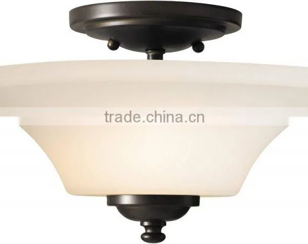 Brushed Steel 2 Light Semi-Flush Ceiling Fixture photo-2
