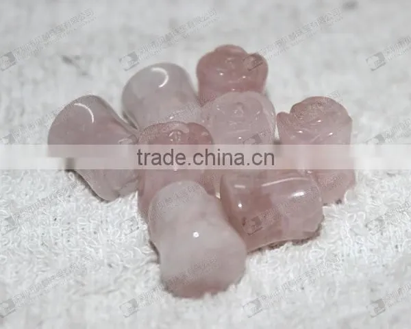 Rose Quartz Carved Flower Ear Piercing Plugs photo-2