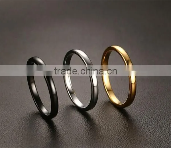 2 mm Thin Band IP Black Plating High Polish Tungsten Carbide Ring photo-3