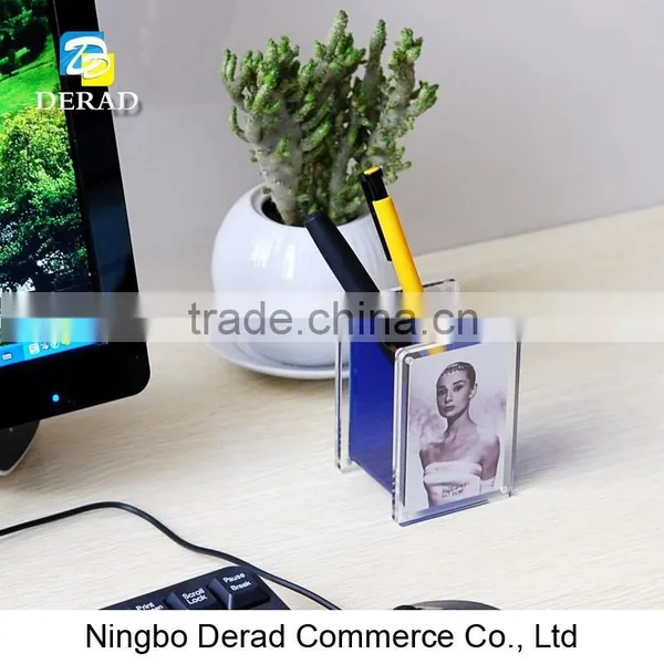 Acrylic Square Magnetic Pen Holder With Photo Frame Open Sexy Girl Full Photo photo-3