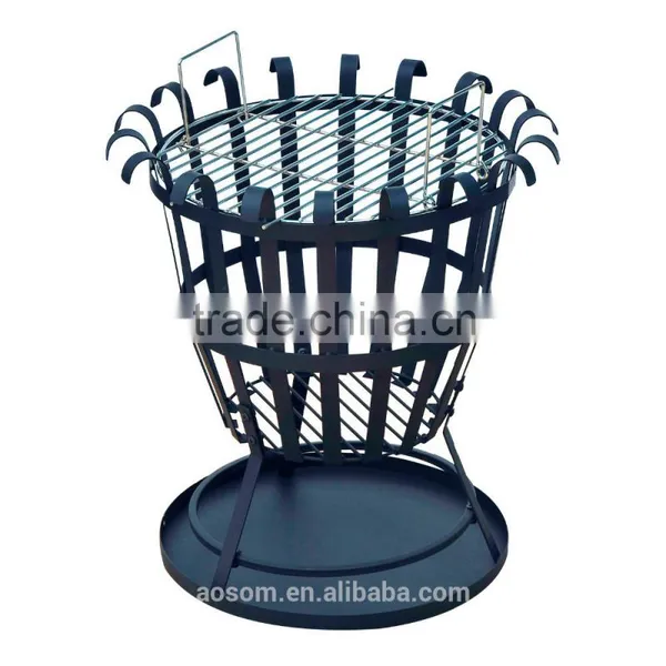 Outsunny 19" Black/Silver Cast Iron and Steel Outdoor Fire Pit Basket Grill