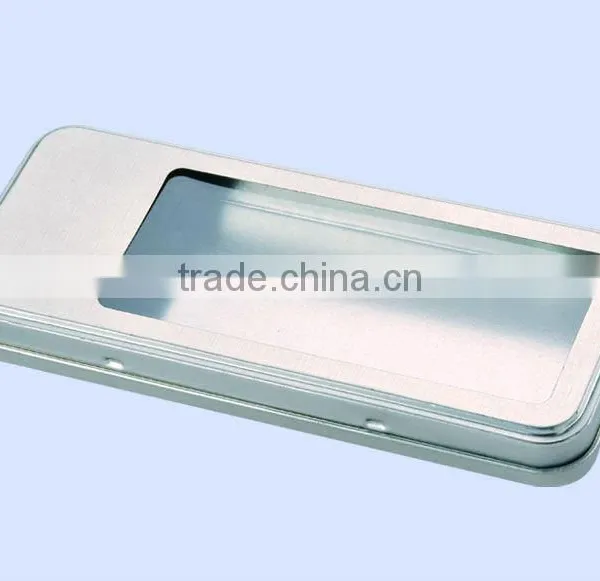 Plain With PVC Lid Rectangular Tin Box With Window