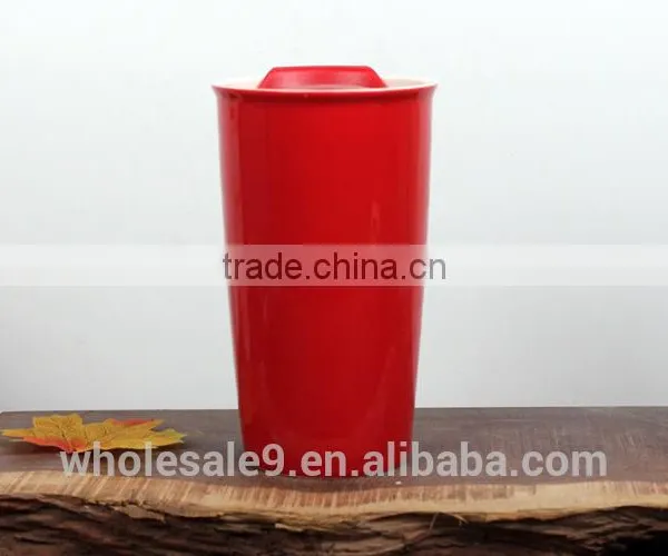 12oz Double Wall Ceramic Traveler, Ceramic Coffee Mug Tumbler photo-4