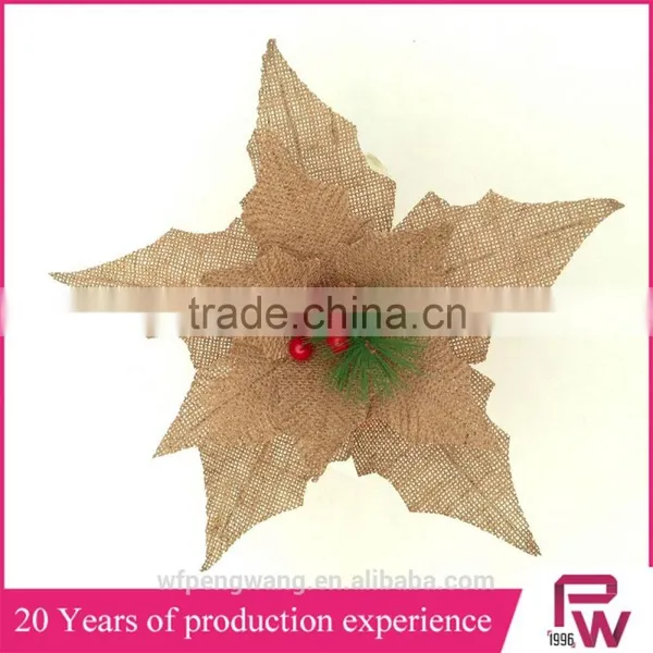 Bulk Buy Linen Poinsettia Flower Christmas Decorations photo-5