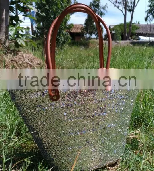 Eco Friendly Natural Bamboo Sequin Basket With Liner photo-5