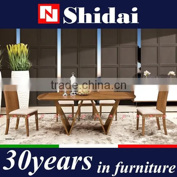 Stainless Steel Base Walnut Veneer Dining Table Modern A-45 photo-2
