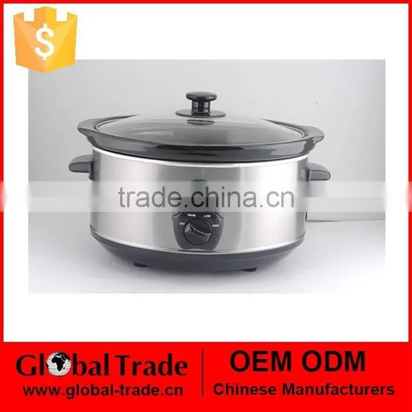 3.5L Oval Shape Electric Slow Cooker With CE/ROHS With Ceramic Port 3 Heat Setting Low High Warm