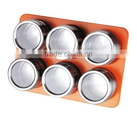 Stainless Steel Magnetic Spice Jars With Rack photo-2