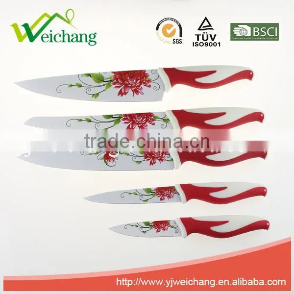 WCE569 5 Pcs Set Kitchen Knives Colorful Non-stick Blade Rubber With PP Handles , Hot Sale photo-2