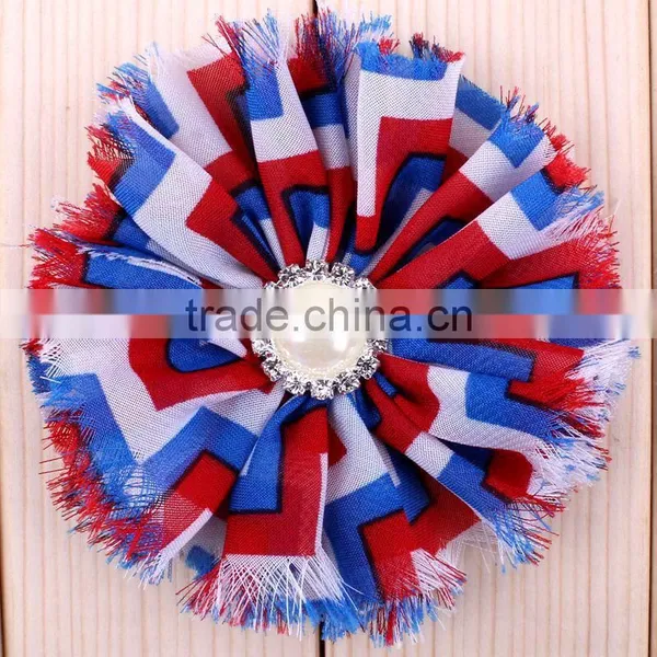 Handmade Fraying Chiffon Flower With Pearl Beads Center for Kids Hair Accessories for Baby Girl photo-5