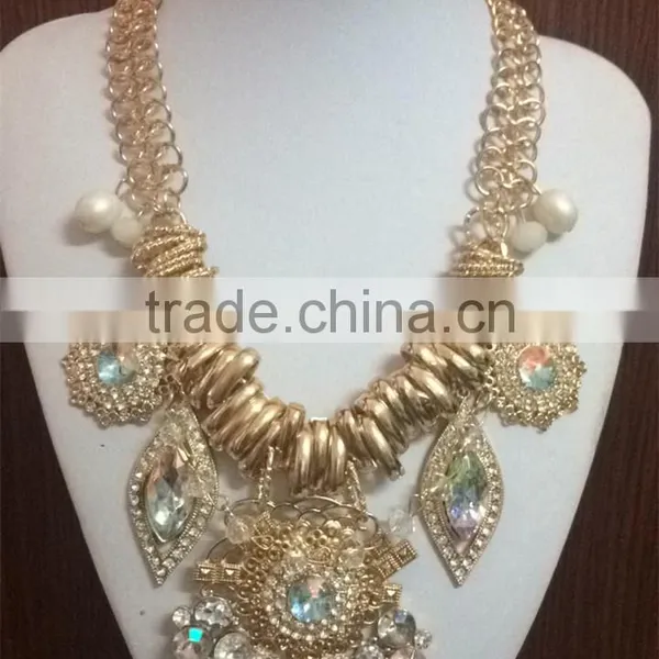 Brand Fashion Large Crystal Stone Alloy Charms Necklaces photo-4