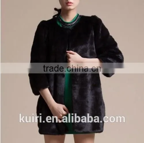 European Style Pure Colour Woman Faux Fur Overcoat Lady Rabbit Fur Witer Fashionable Coat photo-5