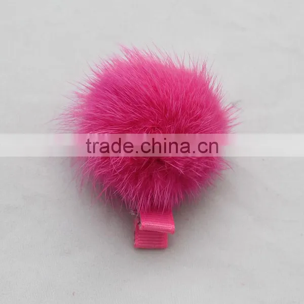 Myfur New Design Cute Fur Hairpin Real Mink Fur Pompom Hairpin For Girls photo-2
