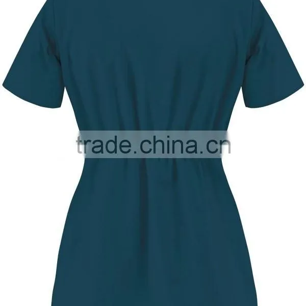 New Inset V-Neck Four Pocket Scrub Top With Back Elastic photo-2