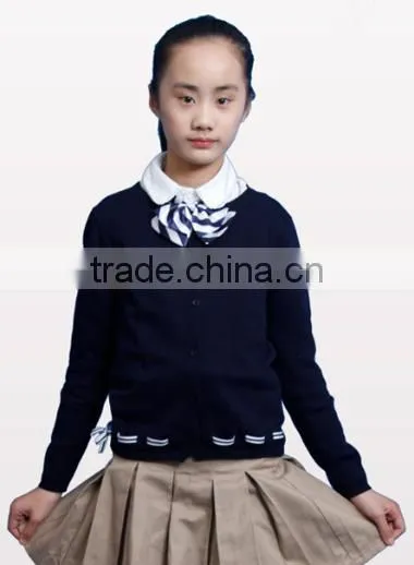 New Arrival Girls 100% Cotton School Uniform Long Sweater