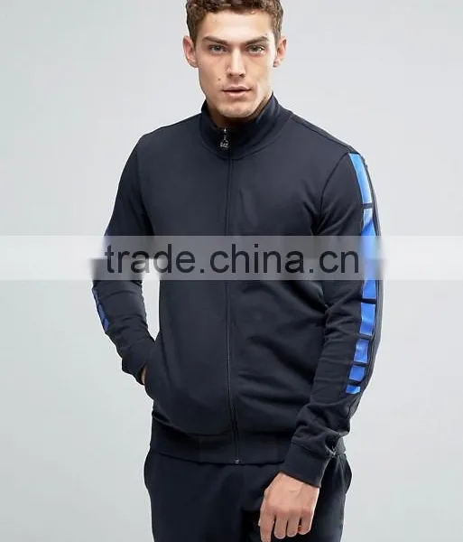 High Quality Owm Design 100% Cotton Navy Tracksuit / Breathable Plain Men Popular Tracksuit Sportswear H-1903 photo-5
