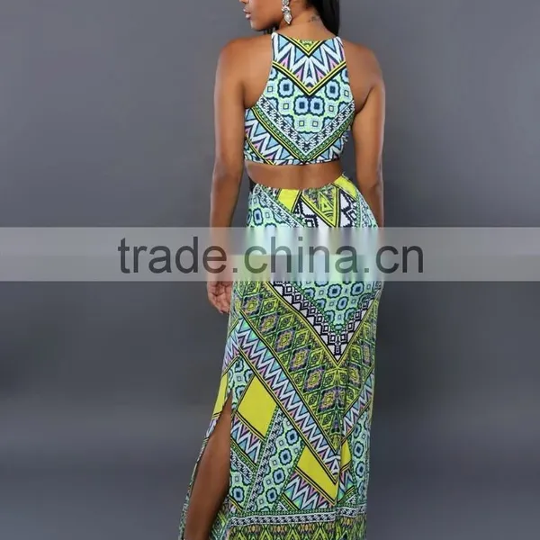 2017 Ladies Fashion Sexy Bandage Dresses Sleeveless Digital Printed Connect Dress Skirts Women Modern African Dress Style photo-3