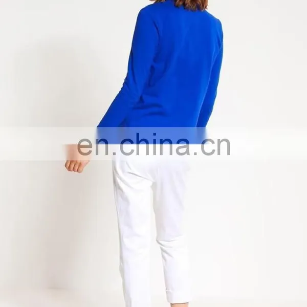 Ladies Plain Blue Long Sleeve Polo t Shirts Casual Design Cheap Wholesale photo-3
