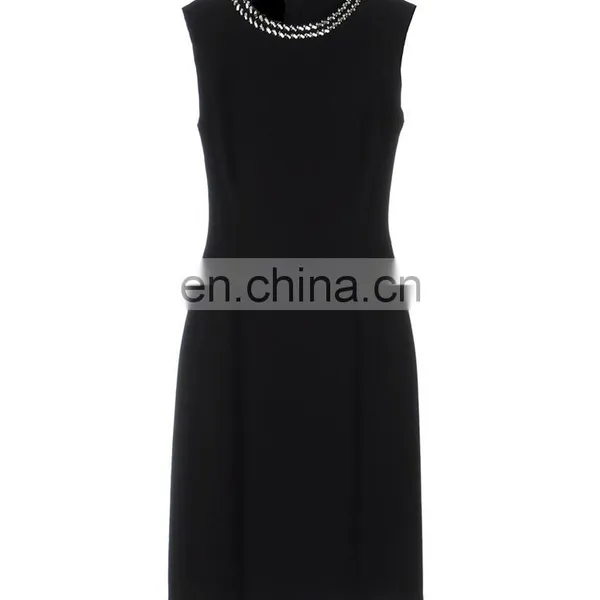 OEM High Quality Sleeveless Bodycon Knee Length Solid Night Club Dresses Beaded Evening Dress
