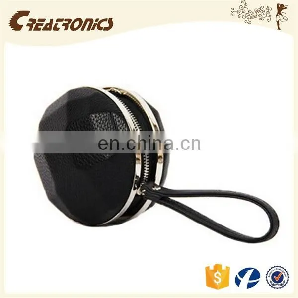 CR 80% Customers Repeat Orders Shiny pu Surface Diamond Structure Metal Frame Portable Round Black New Stylish Custom Coin Purse photo-3