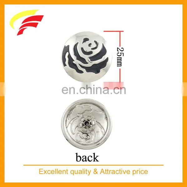 Zinc Alloy Custom Enameled Rose Flower Pattern Snap Button photo-2