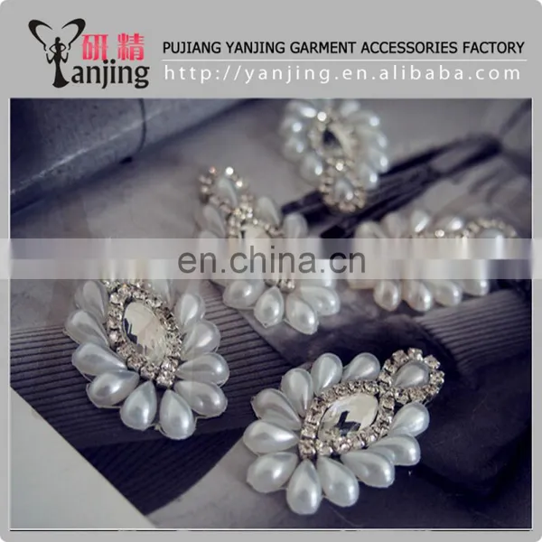 Factory Main Product !4.5*2.5CM Clear Silver Beaded Pearl Wedding Dress Flower Appliques photo-4