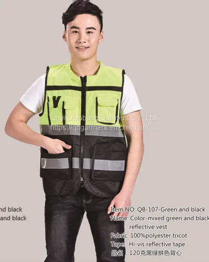 High Visibility Multi Pocket Doudle Color Work Reflective Safety Vest With Reflector Vest photo-2