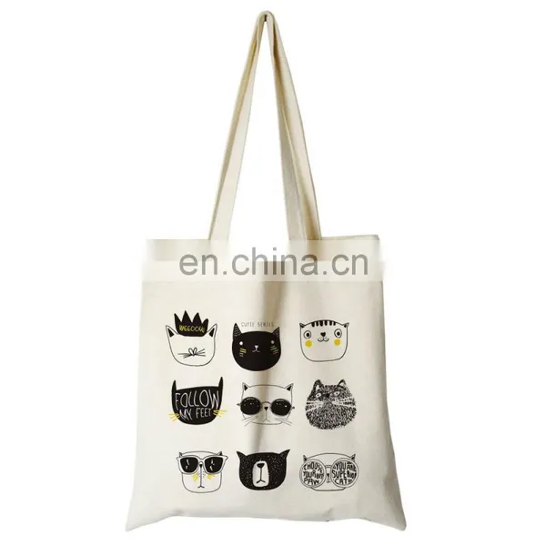 Custom Print Canvas Cute Cat Travel Tote Reusable Hand Bags for Women photo-3