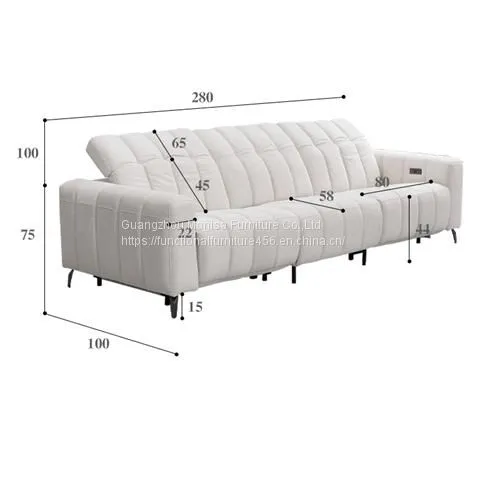 Modern Minimalist Caterpillar Beige White Fabric Multifunctional Sofa Size Apartment Living Room Three-Seat Sofa photo-5