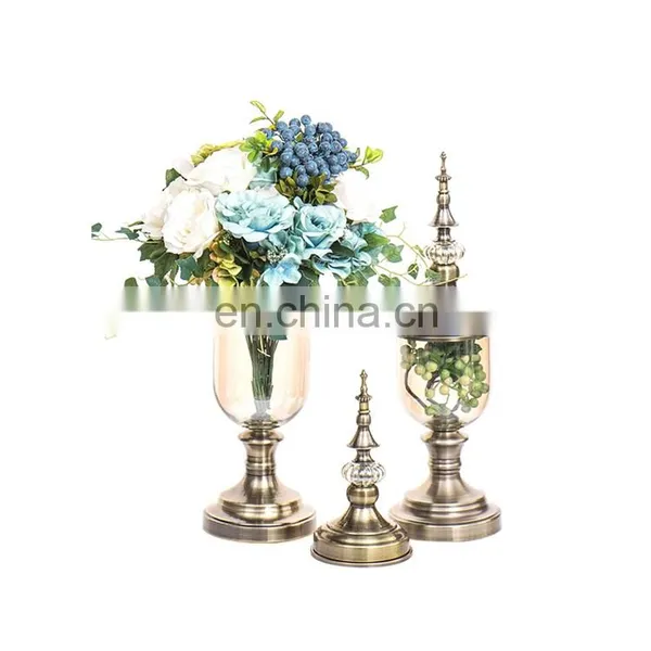 Bronze Metal And Glass Jar Tabletop Home Decor