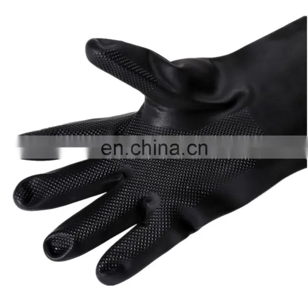 Long Waterproof Hand Industrial Oil Field Resistant Rubber Black Industry Working Safety Latex Gloves photo-3