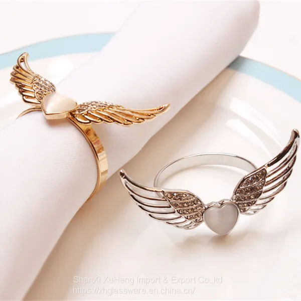 Gold Silver Angel Love Wings Napkin Ring For Valentine's Day Table Decoration photo-3